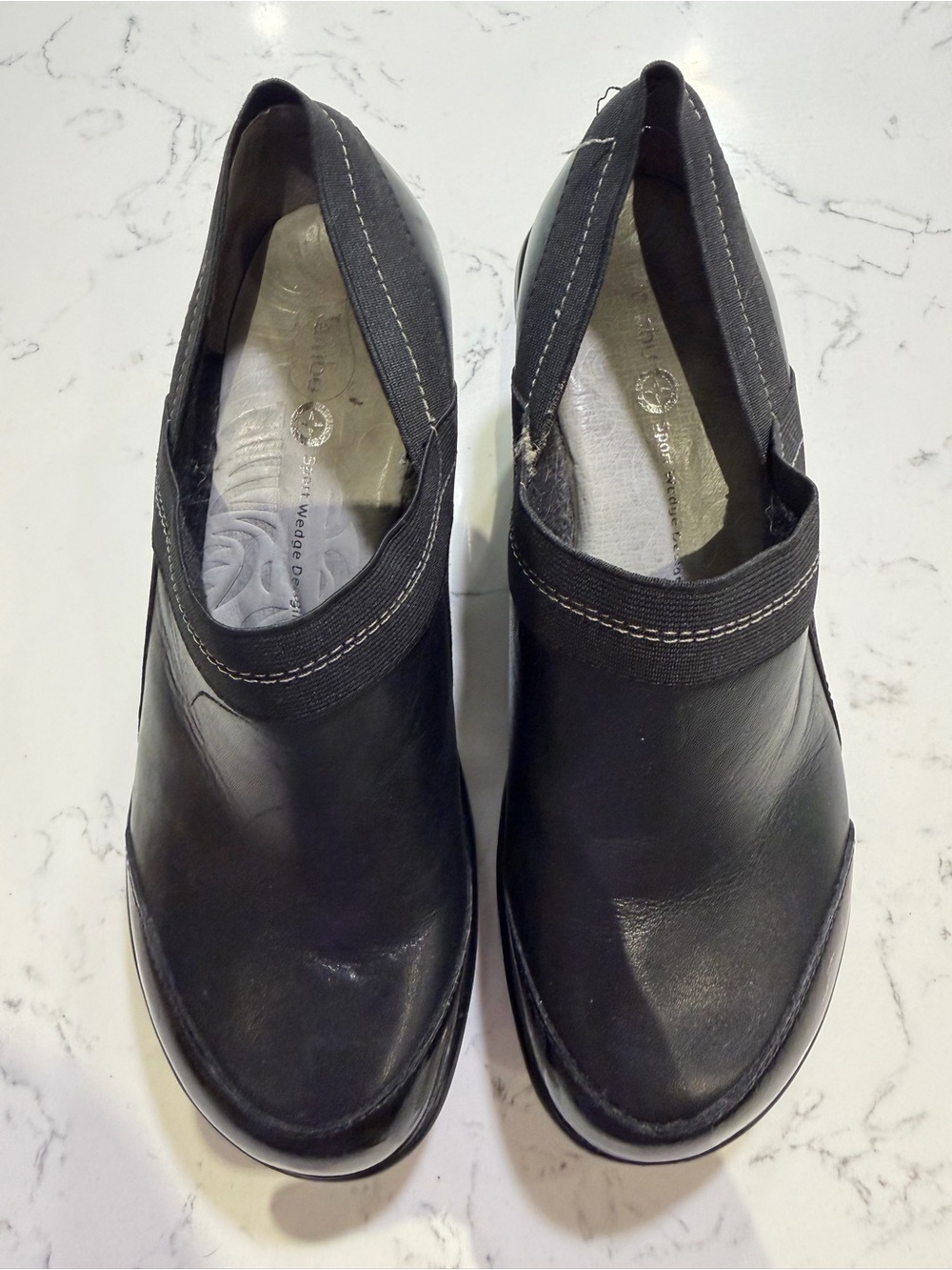 Jambu Black Leather Slip-On Clogs